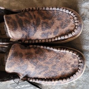 Hey Dude Helis Leopard Print Fleece/Fur Lined Booties Women's 7